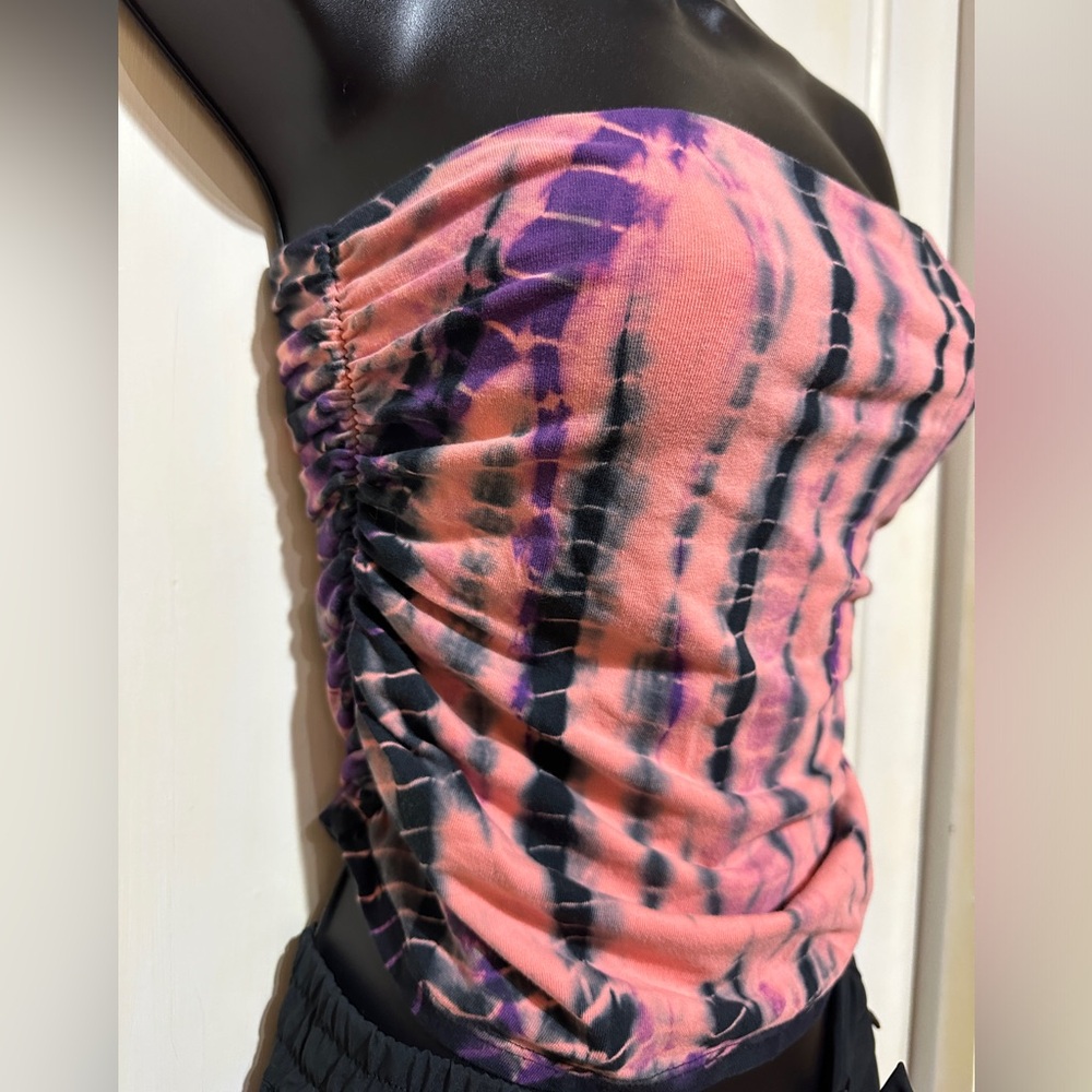 Cropped Yoga Strapless Tye-dye Top
